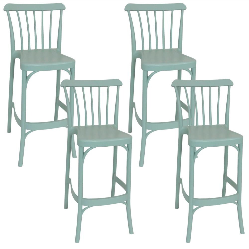 Sunnydaze Decor Woodway Plastic Barstool Chair - Set of 4 - Nile Green - TLA-705-4PK image