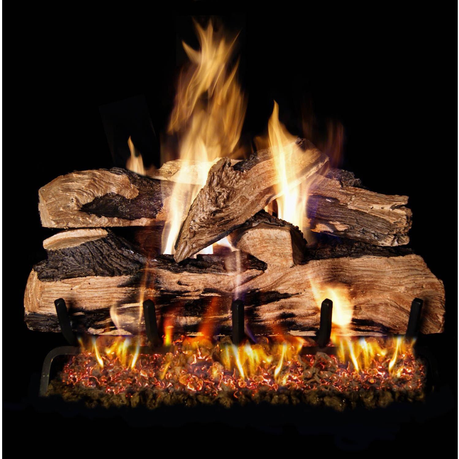 Peterson Real Fyre 24Inch Split Oak Designer Plus Outdoor Gas Log Set With Vented Natural Gas