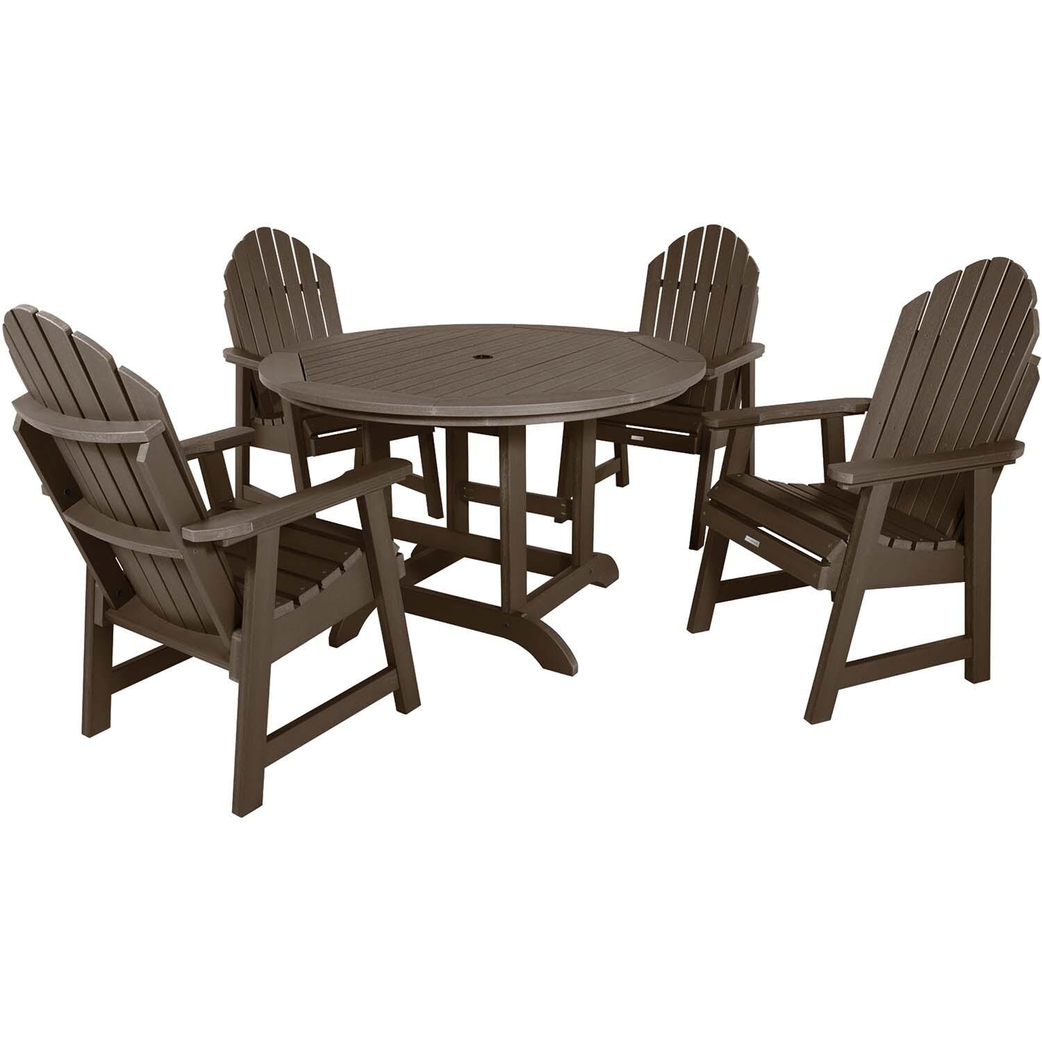 Dream Bay 5 Pc Set Recycled Plastic Dining Set In Weathered Acorn By Lakeview - White Background thumbnail