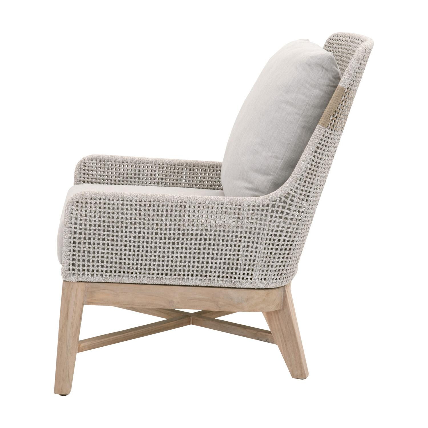 Cocoa Way Woven Rope Club Chair in Taupe & White By Lakeview - Side View thumbnail
