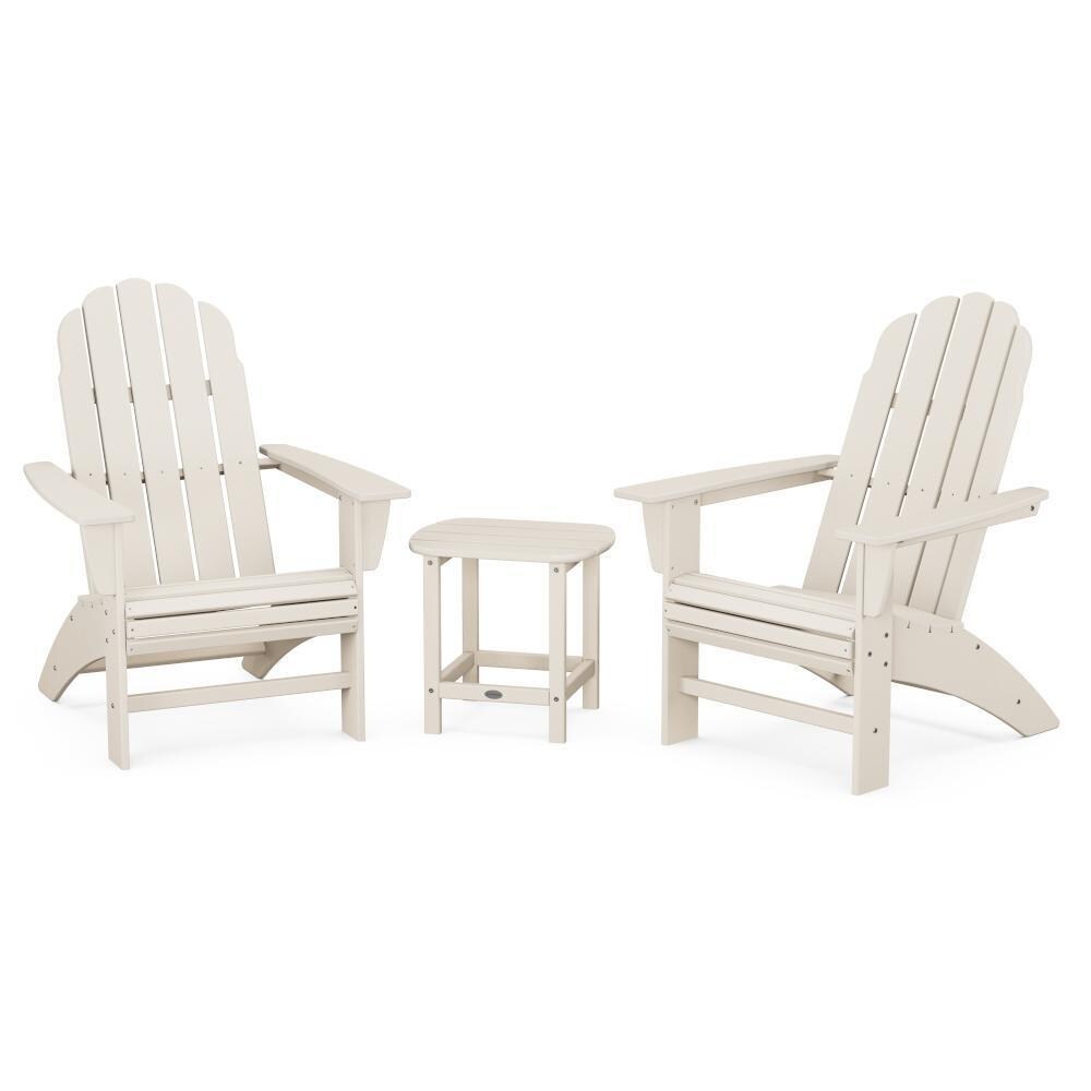 POLYWOOD Sand Vineyard 3-Piece Curveback Adirondack Set w/ South Beach 18-Inch Side Table thumbnail