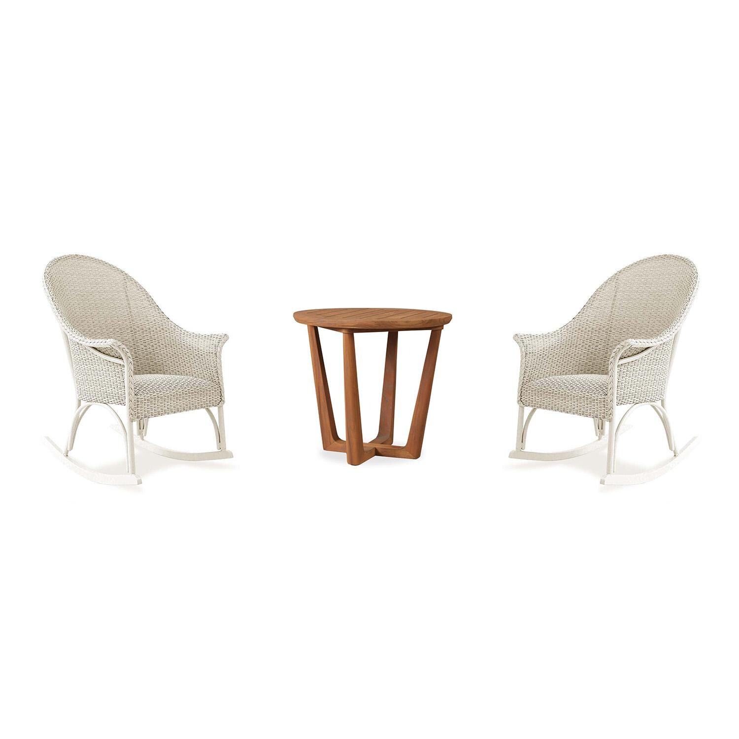 Lakeview Timeless View 3 Pc Wicker Seating Set W/Rocking Chairs in Ivory thumbnail