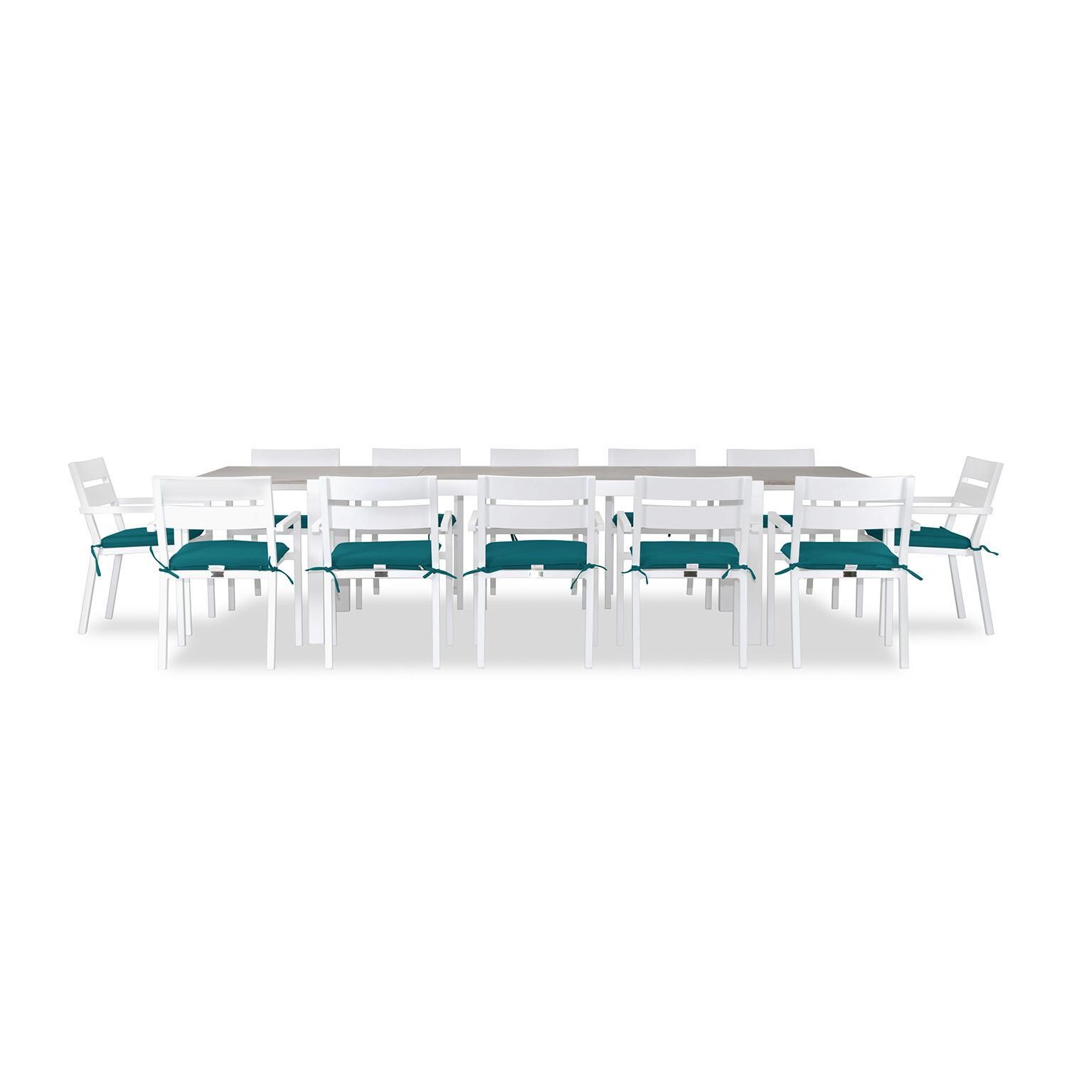 Calm Bay 13 Pc Extendable Dining Set in White/Spectrum Peacock by Lakeview - White Background 3 thumbnail