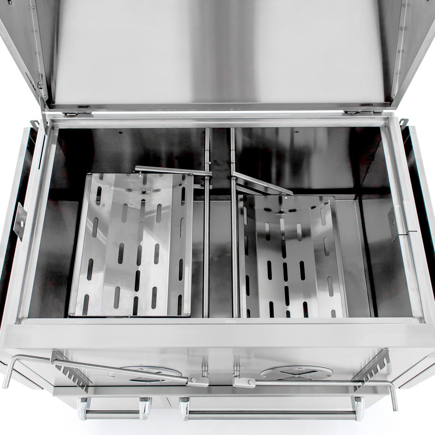 Cajun Grill Preaux 36-Inch Built-In Charcoal Grill - Left Charcoal Tray Set Up For Searing (Shown On Freestanding Grill) thumbnail