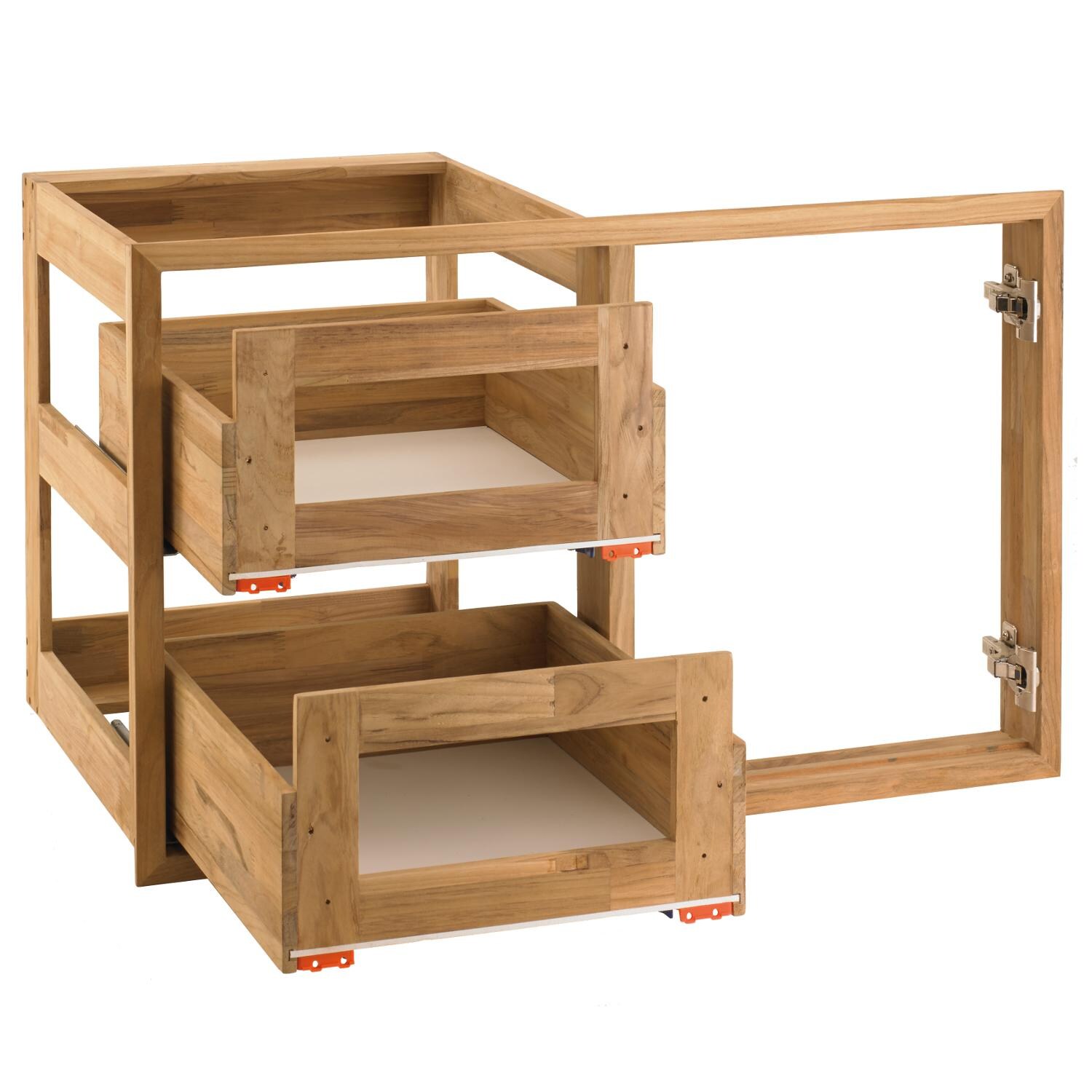 Pacific Teak CH-CO21-35 | 35-Inch Teak Wood Access Door & Double Drawer Combo Frame Only thumbnail