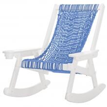 Pawleys Island Coastal DuraCord Patio Rope Rocking Chair - Coastal Blue - White
