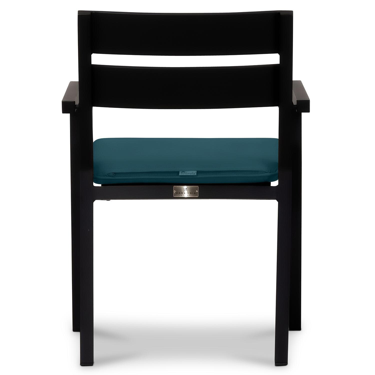 Calm Bay Aluminum Dining Arm Chair in Black/Spectrum Peacock by Lakeview Outdoor Designs - Back - White Background thumbnail
