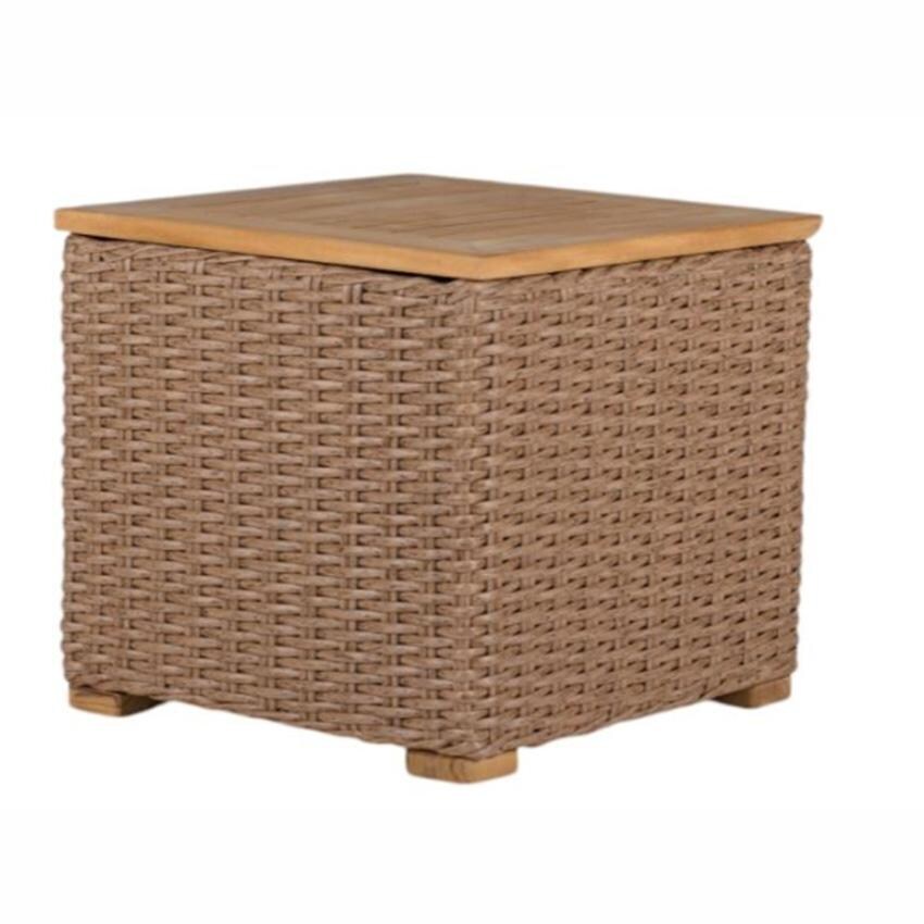 Royal Teak Collection BOCAST-H Boca Wicker Side Table w/ Storage in Honey - Side Table - White Background thumbnail