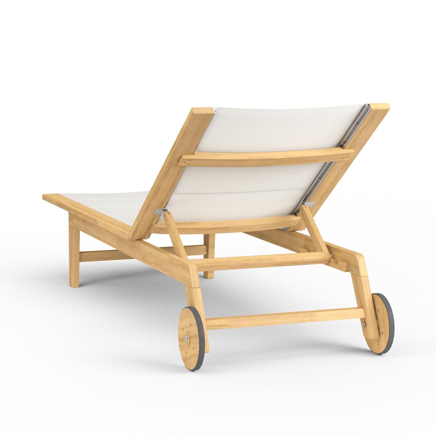 Sunset West Huntington Teak Adjustable Patio Sling Chaise Lounge W