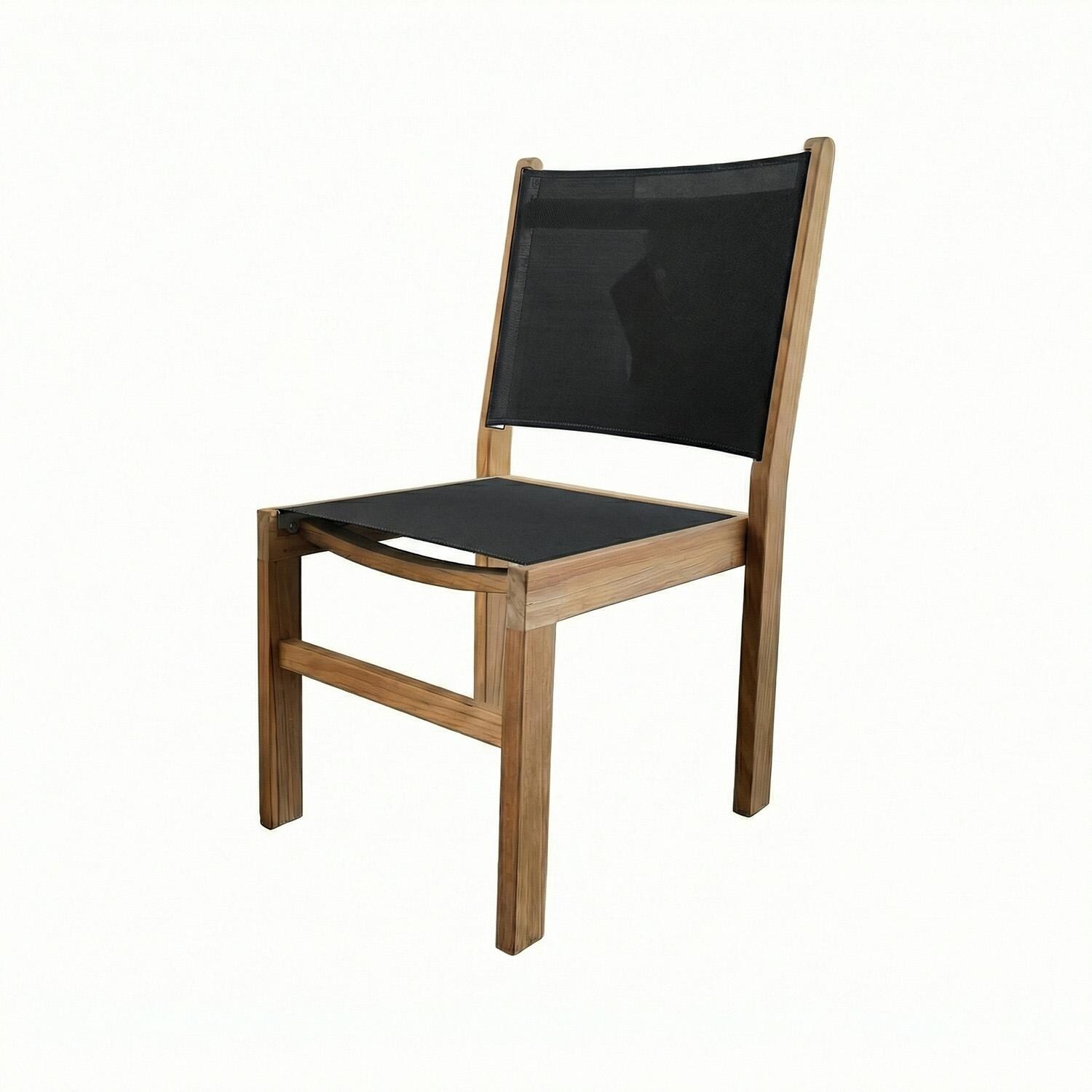 Captiva Teak Sling Stacking Side Chair in Black by Royal Teak Collection