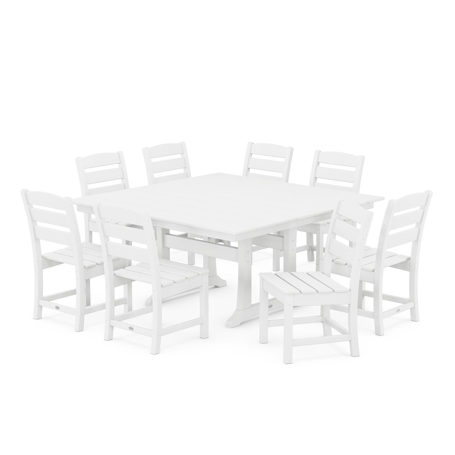 POLYWOOD Lakeside 9-Piece Farmhouse Trestle Dining Set - White