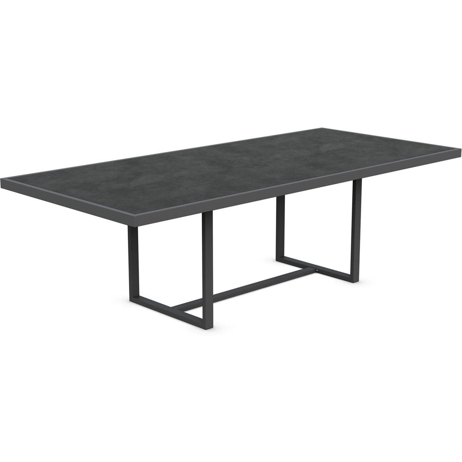 Azzurro Living Palma 96 Inch Charcoal Aluminum Dining Table W/ Micron Dekton Top - Angled - White Background thumbnail