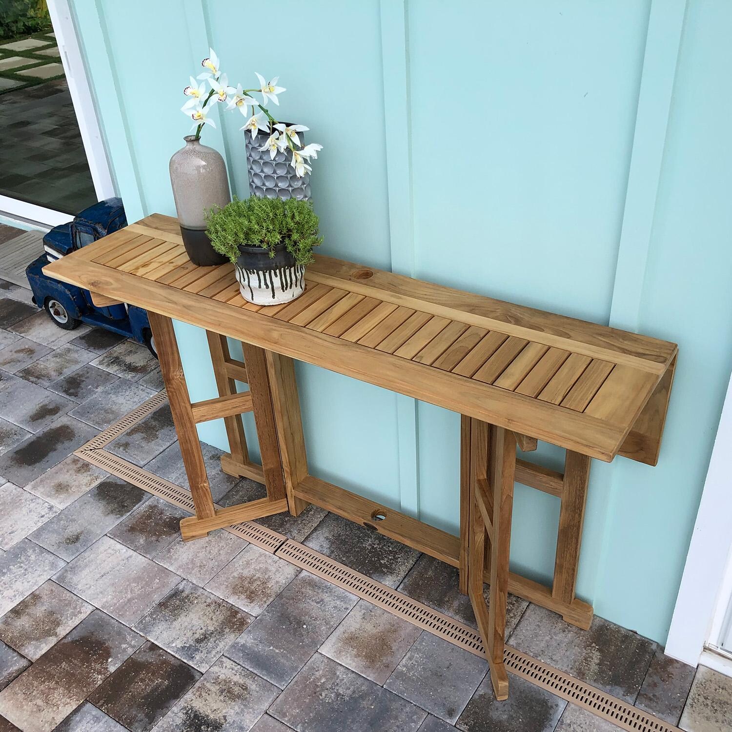 Admiral 64 Inch Rectangular Teak Bar Table w/ Drop Leaf by Royal Teak Collection