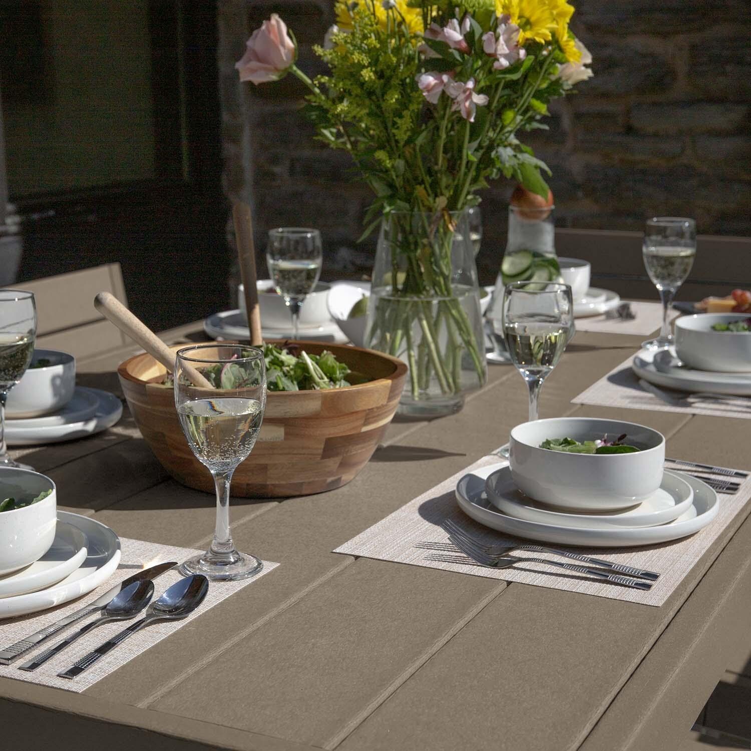 Hazel Cove 7 Pc Recycled Plastic Dining Set in Cabana Tan by Lakeview Outdoor Designs - Detail thumbnail