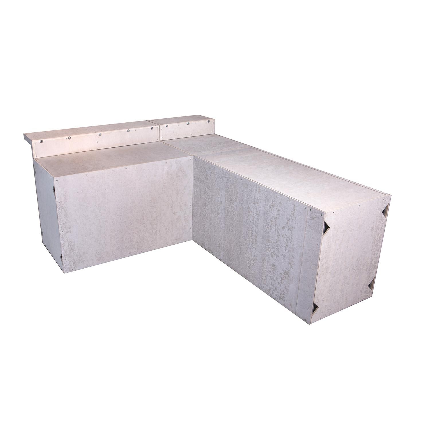 Universal 7 ft X 8 ft Ready To Finish L-Shaped Outdoor Kitchen System Appliance and Storage Cabinets W/Bars On 54 Inch & 90 Degree Corner Cabinets