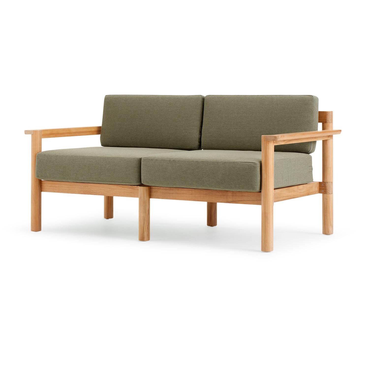 Neighbor Loveseat W/ Teak Arms - Sunbrella Leaf image