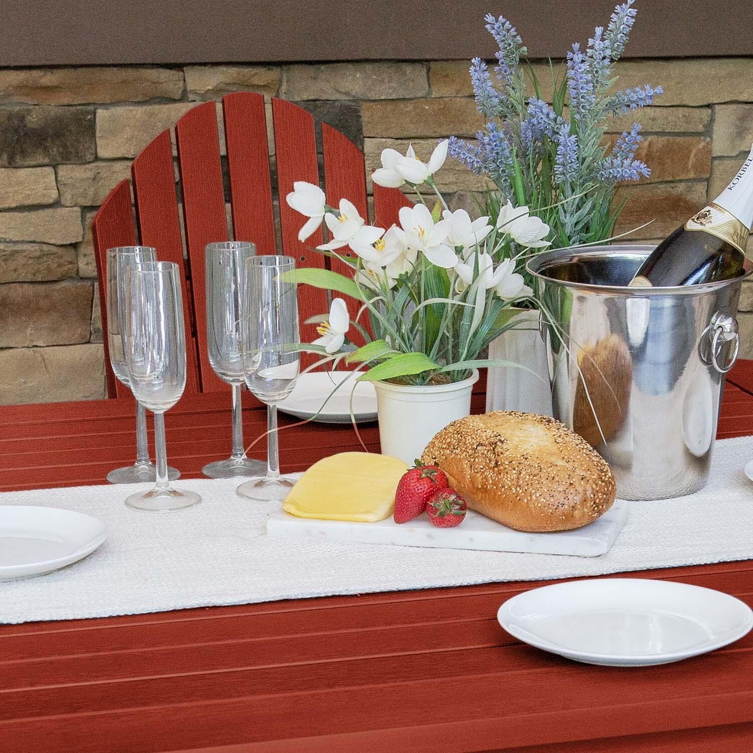 Dream Bay 5 Pc Square Counter-Height Dining Set in Rustic Red by Lakeview Outdoor Designs - Close Up - Detail thumbnail