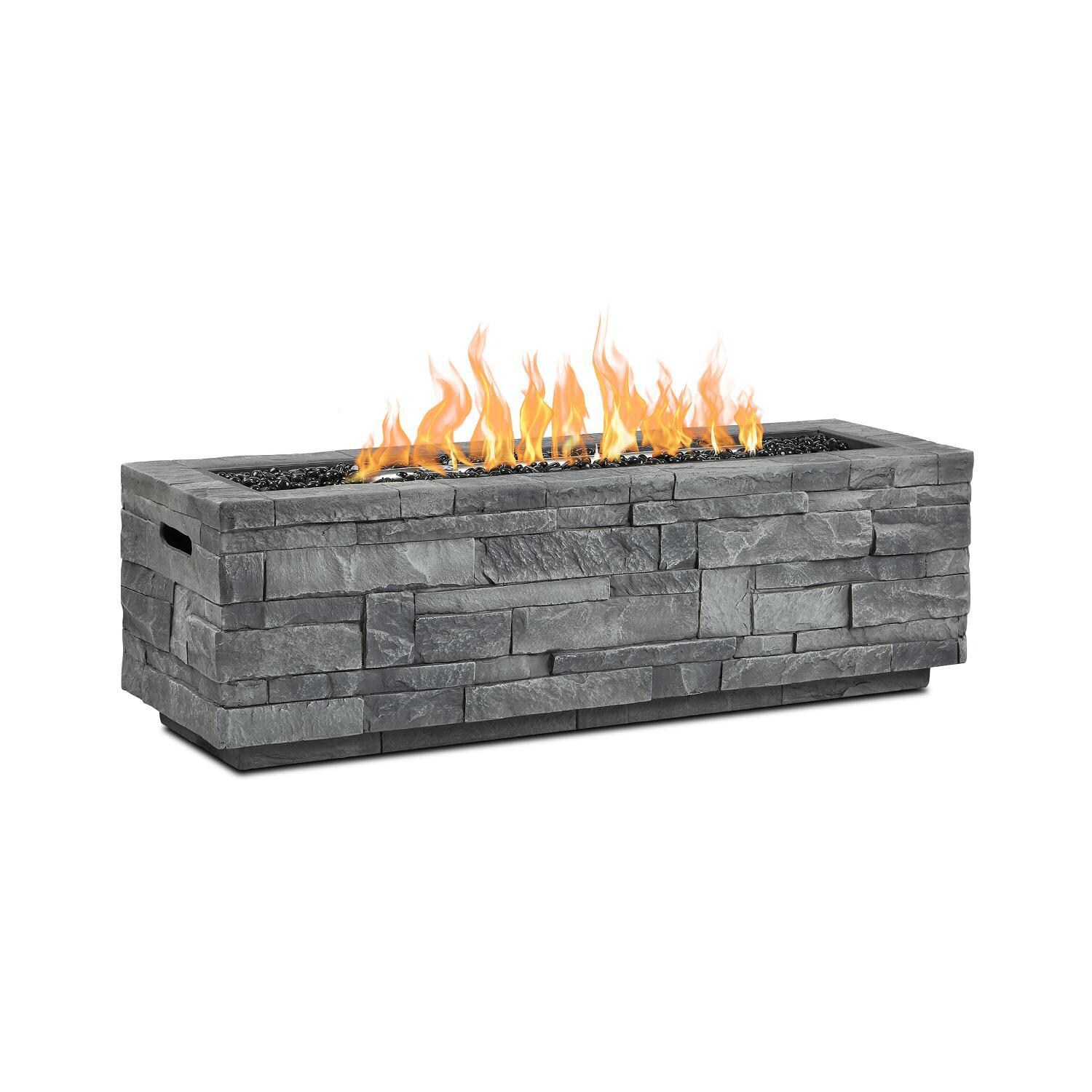 Gentilly 48 Inch Rectangular MGO Propane Fire Pit Table in Gray By Lakeview Outdoor Designs