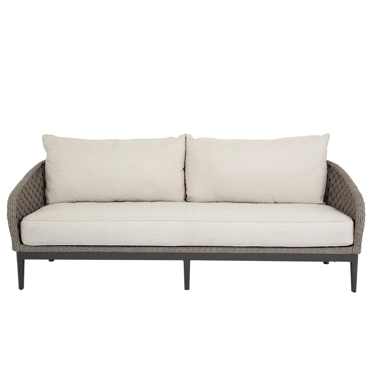 Sunset West - 4501-23-57005 - Marbella Rope & Aluminum Patio Sofa W/ Sunbrella Echo Ash Cushions - Front View - White Background thumbnail