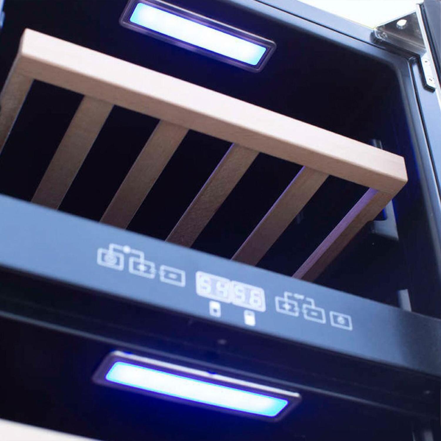 Summerset RFR-15WD 15 Inch Outdoor Rated Dual Zone Wine Cooler - Interior - Low Angle - Detail thumbnail