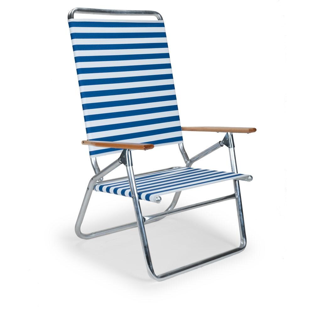 Light N Easy High Boy Folding Aluminum Beach Chair By Telescope Casual - Blue & White Stripe