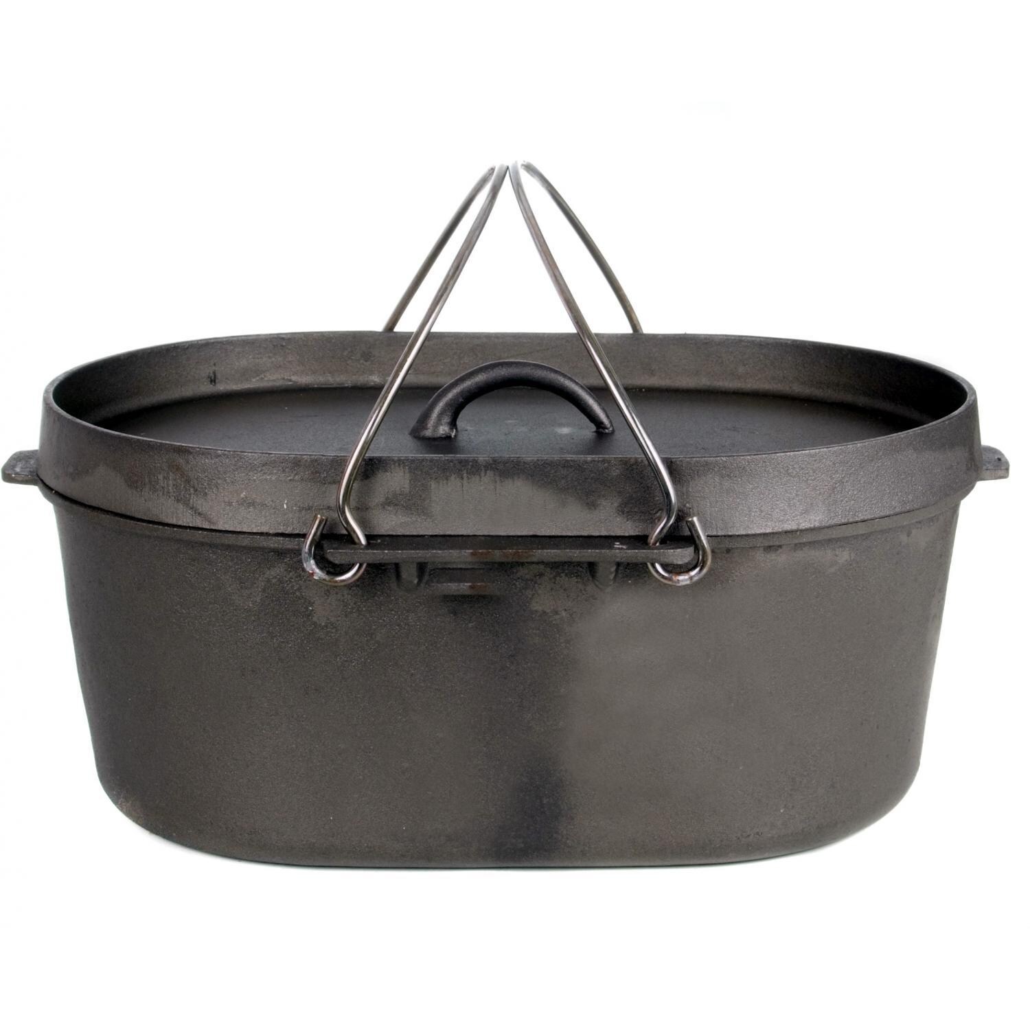Cajun Cookware 8-Quart Oval Unseasoned Cast Iron Casserole Pot With Lid - GL10484 thumbnail