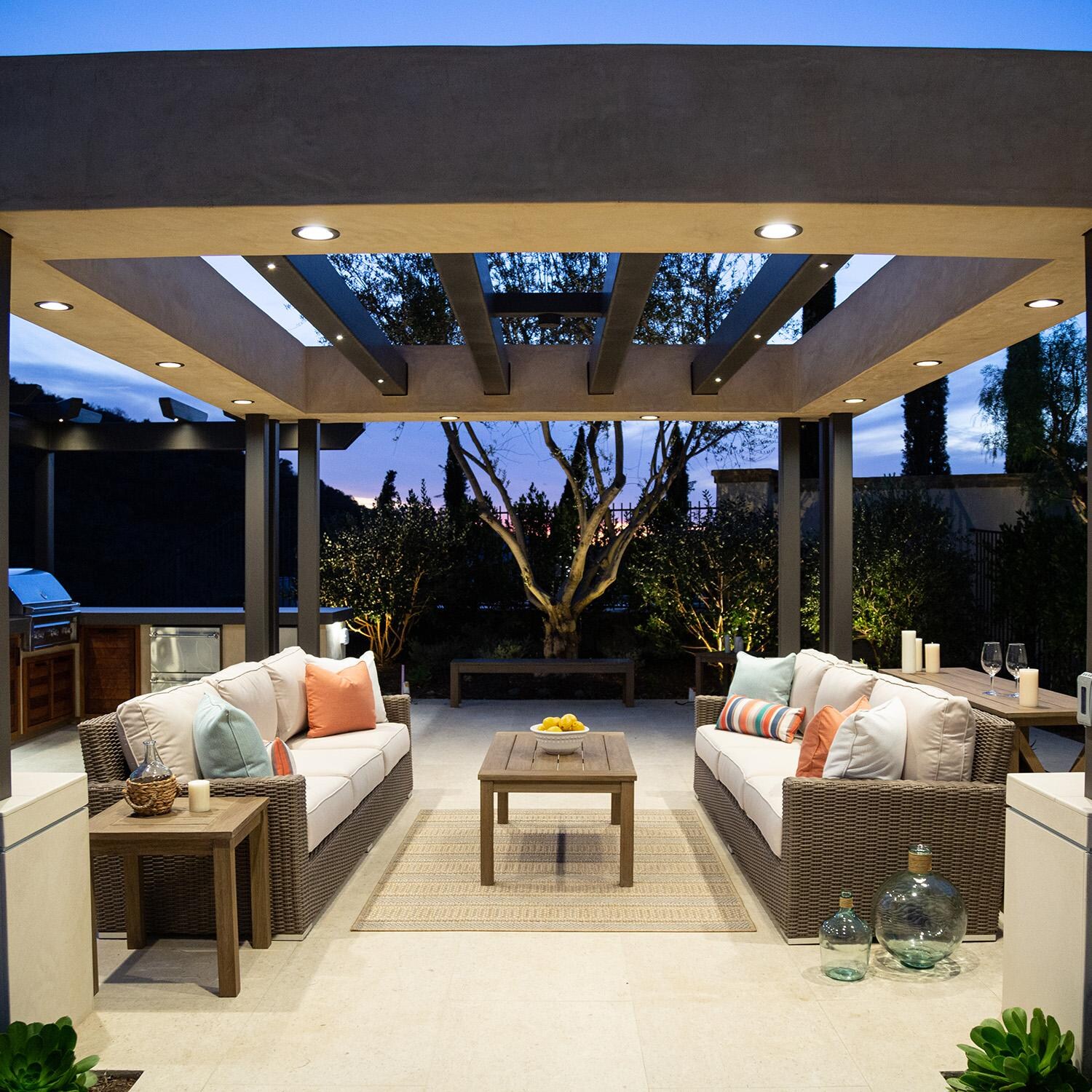 Coronado 3 Person Wicker Sofa in Driftwood/Canvas Henna by Sunset West - Shown w/ Set (Not Included) - Lifestyle thumbnail