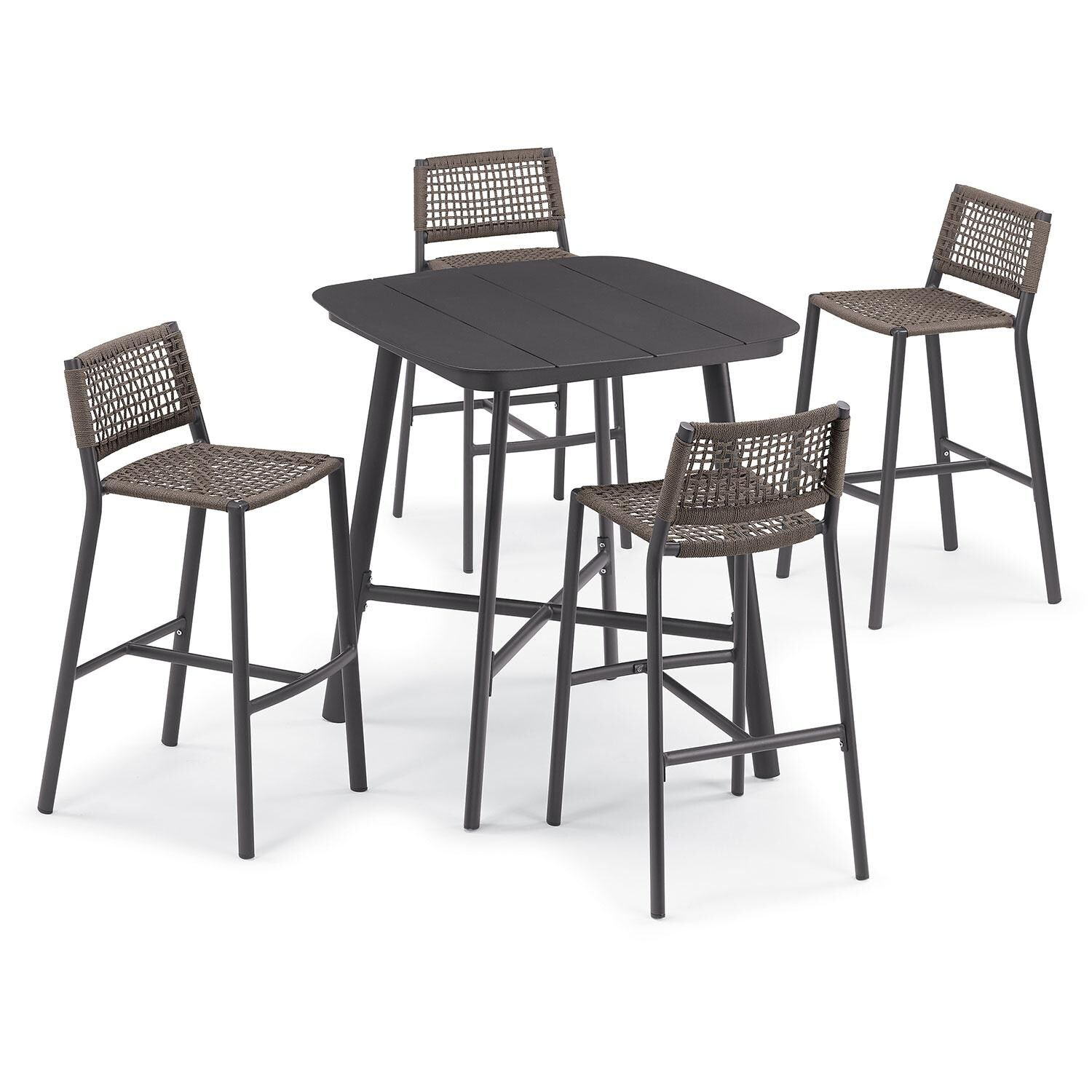 Eiland 5 Pc Powder-Coated Aluminum Bar Set in Mocha/Carbon By Oxford Garden - White Background thumbnail