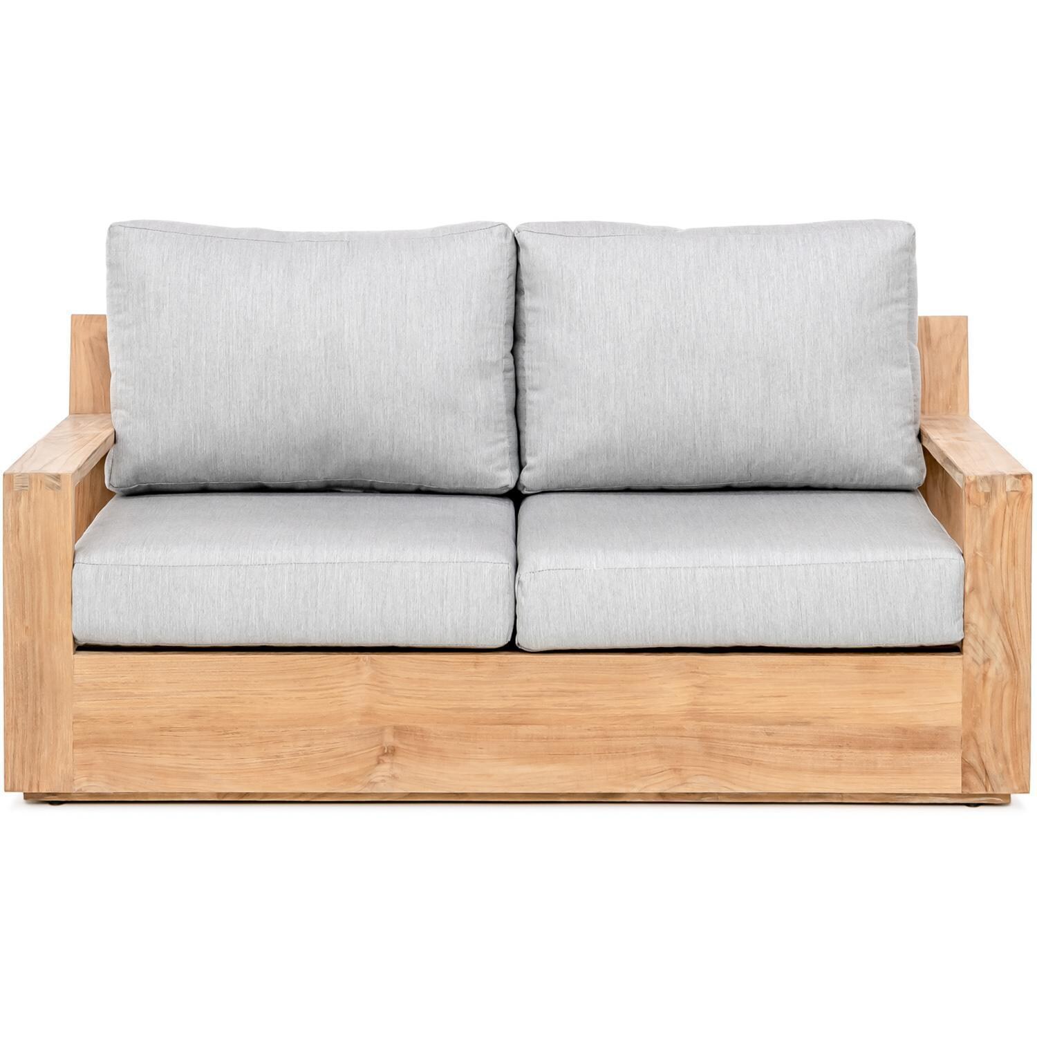 Teak + Table Atlantic Teak Patio Loveseat in Granite - White Background thumbnail