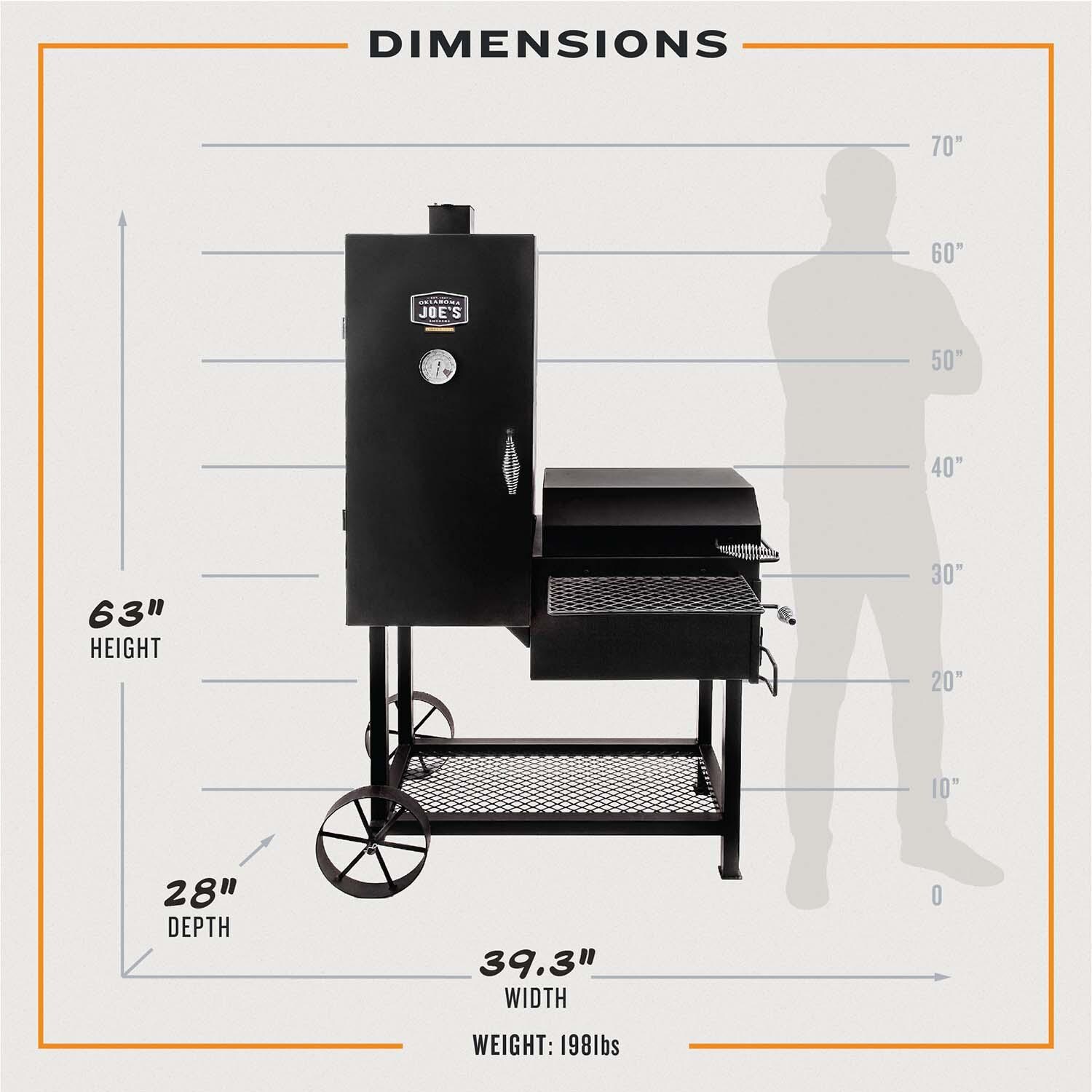 Oklahoma Joe's 16202020 Bandera Offset Smoker - Dimensional thumbnail