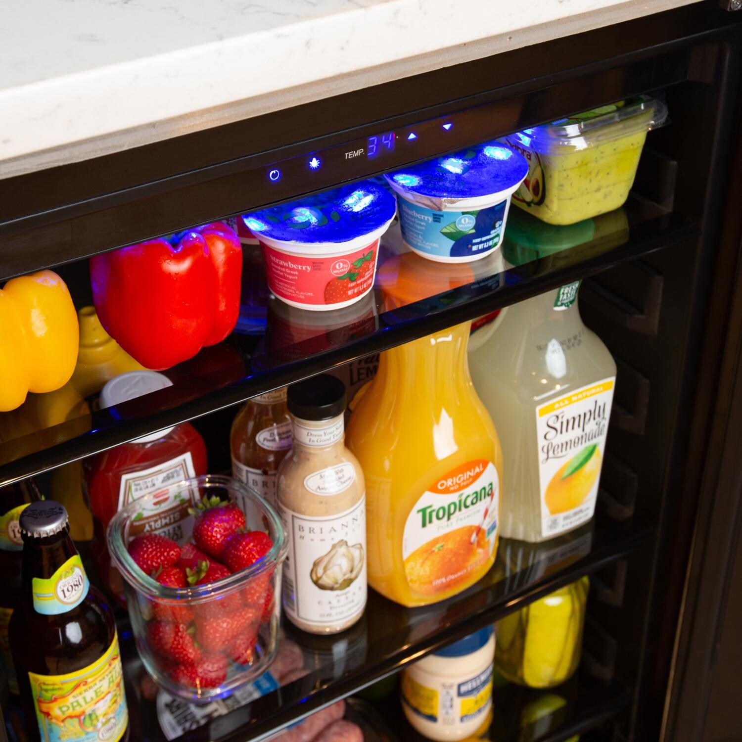 Azure - A224R-S - 2.0 24-Inch 5.6 Cu. Ft. Compact Refrigerator - Stainless Steel - Built-Into Cabinet - Control Panel Closeup thumbnail