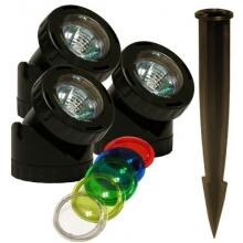 Alpine Power Beam Set Of 3 20W Lights Only 23ft Cord With Color Lense & Stake image