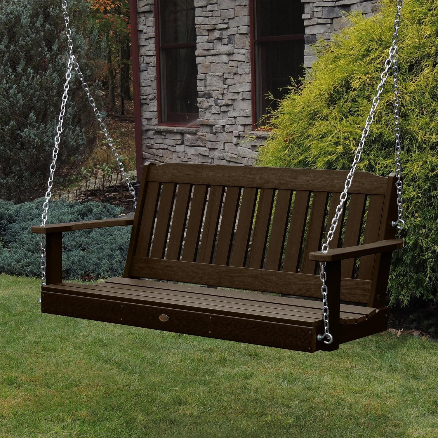 Hart Lane 5 Ft Recycled Plastic Porch Swing in Weathered Acorn by Lakeview Outdoor Designs