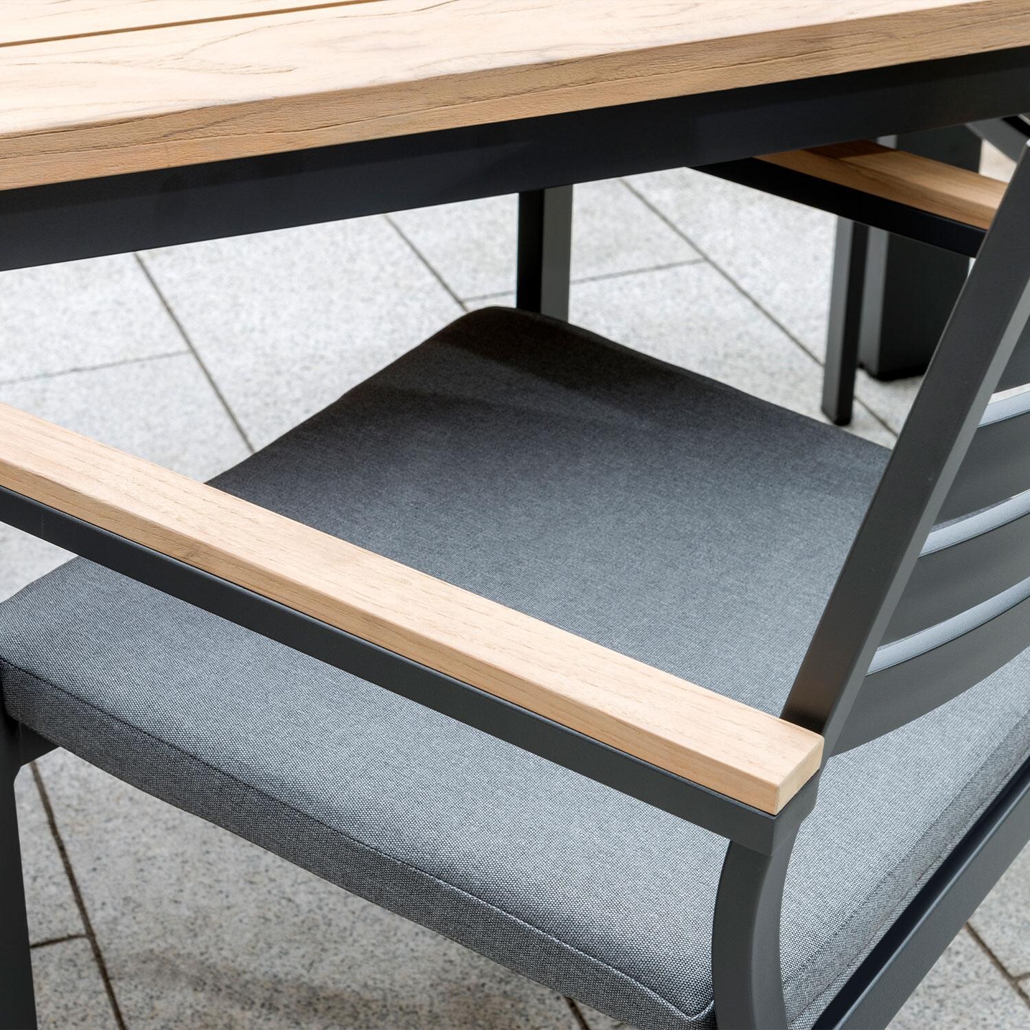 Elba 5 Pc Aluminum/Teak Dining Set By KETTLER - Dining Chair - Arm Rest - Detail thumbnail