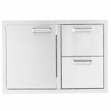 BBQGuys Sonoma Series 30-Inch Stainless Steel Left-Hinged Access Door & Double Drawer Combo image