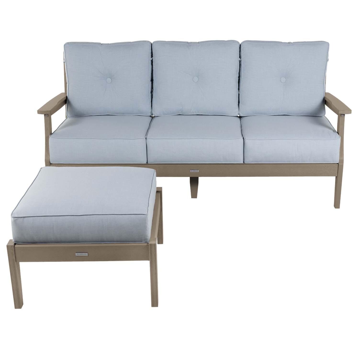 Blushing Bay 2 Pc Recycled Plastic Seating Set in Bliss Dew/Woodland Brown by Lakeview Outdoor Designs - Front View - White Background thumbnail