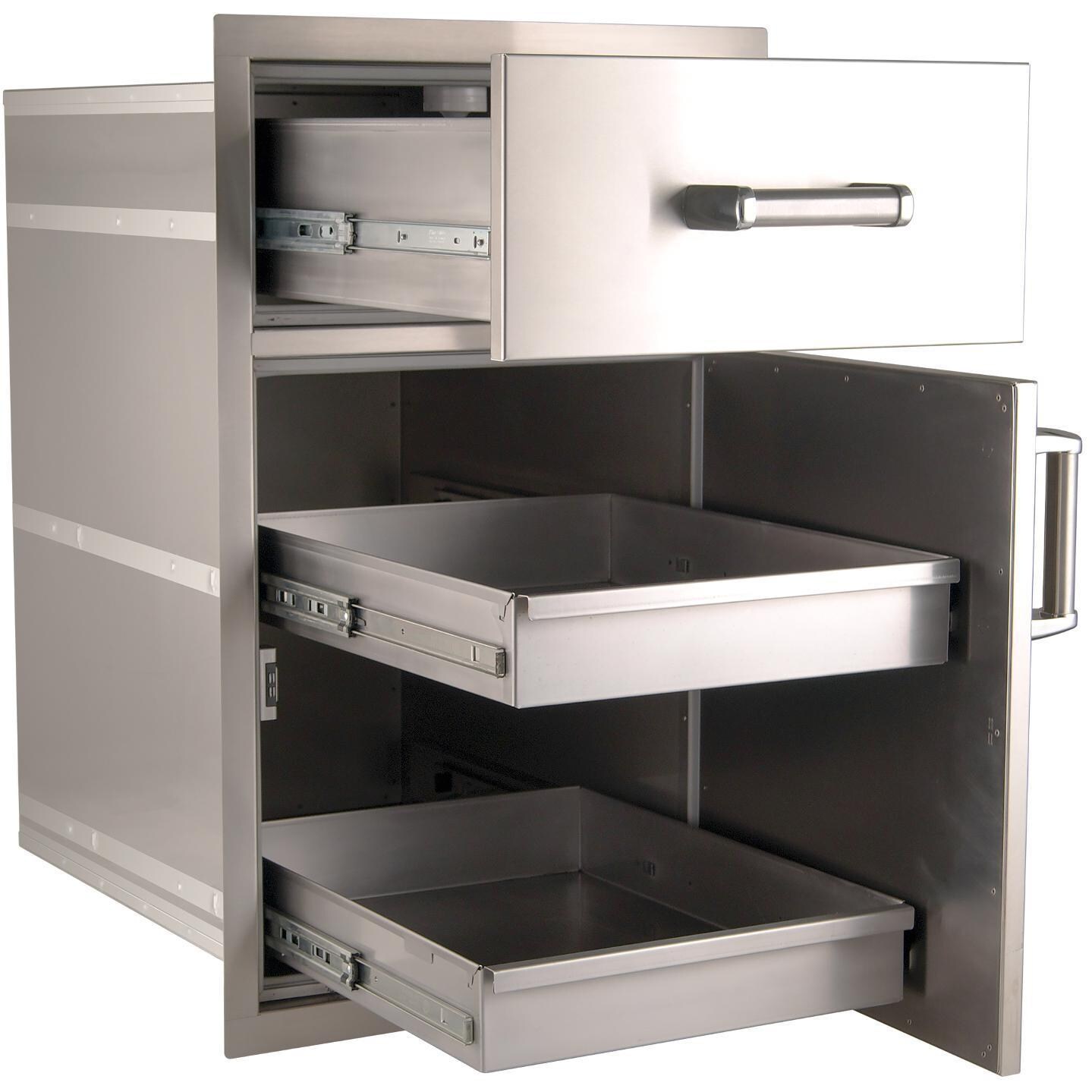 Fire Magic Premium Flush 20-Inch Dry Storage Pantry / Access Drawer Combo - Open thumbnail