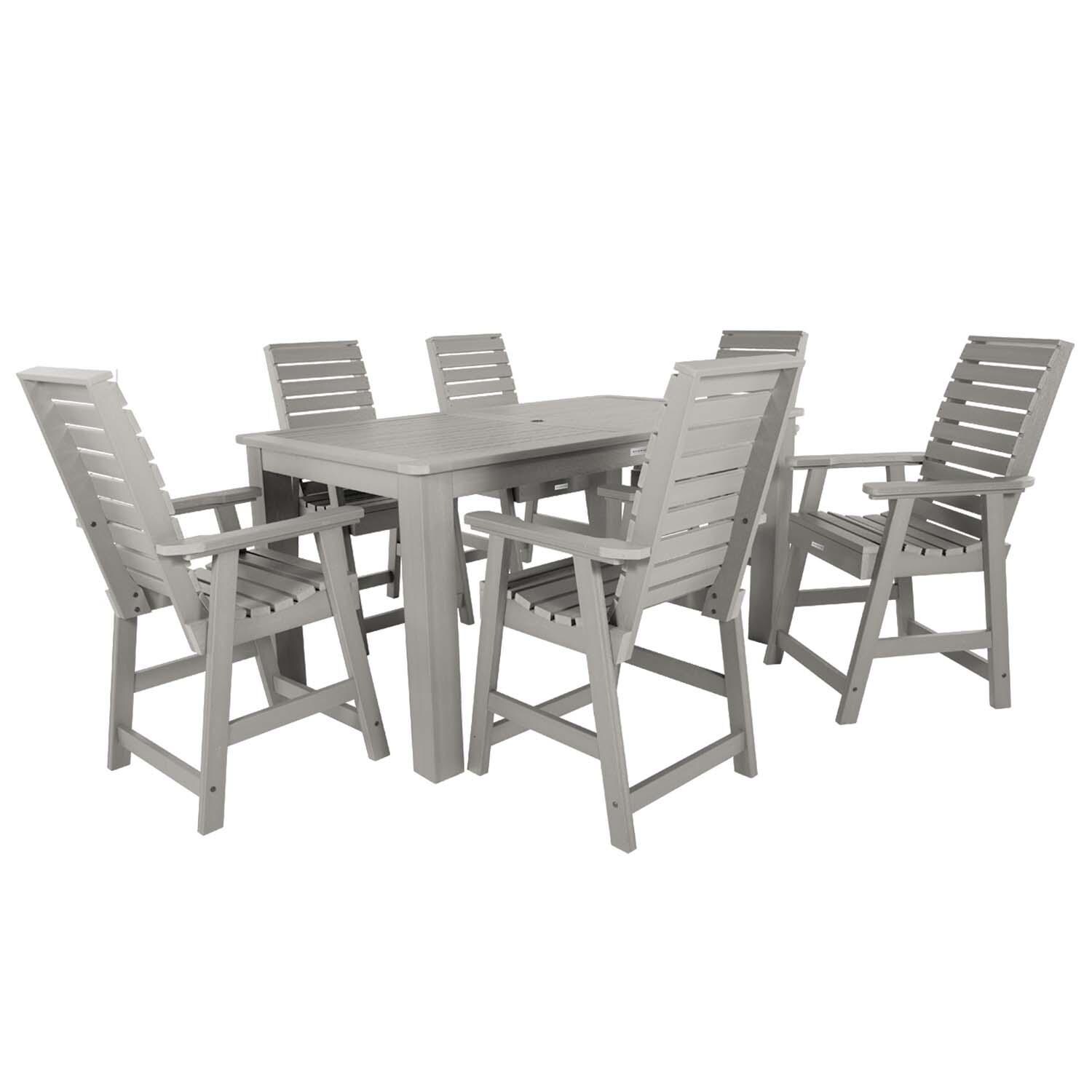 Elm Pointe 7 Pc Rectangular Counter Height Dining Set in Harbor Gray By Lakeview Outdoor Designs - White Background thumbnail