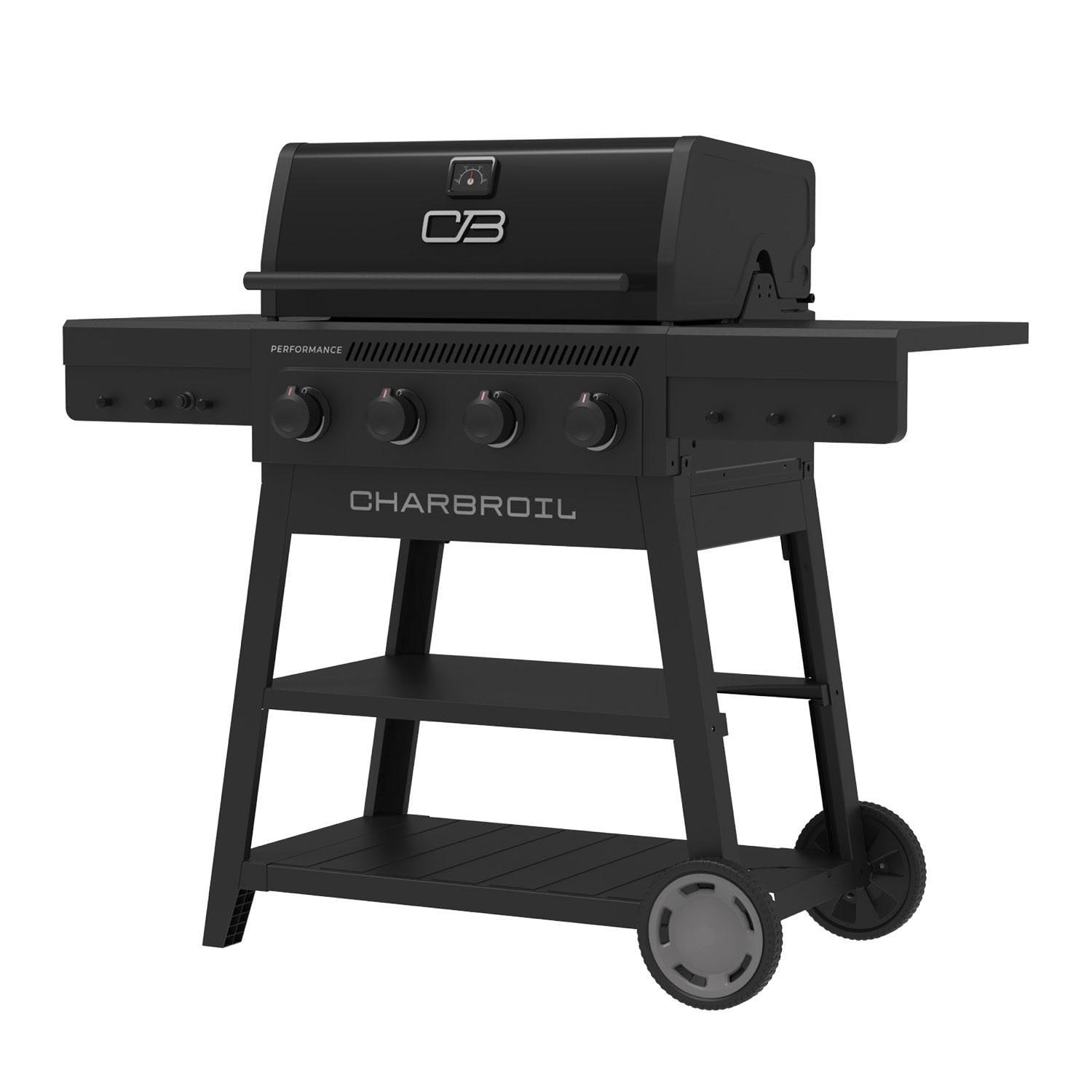 Charbroil 463348925 Performance Series 4-Burner Propane Grill A-Frame Cart - Blackout - Left Angle - White Background thumbnail