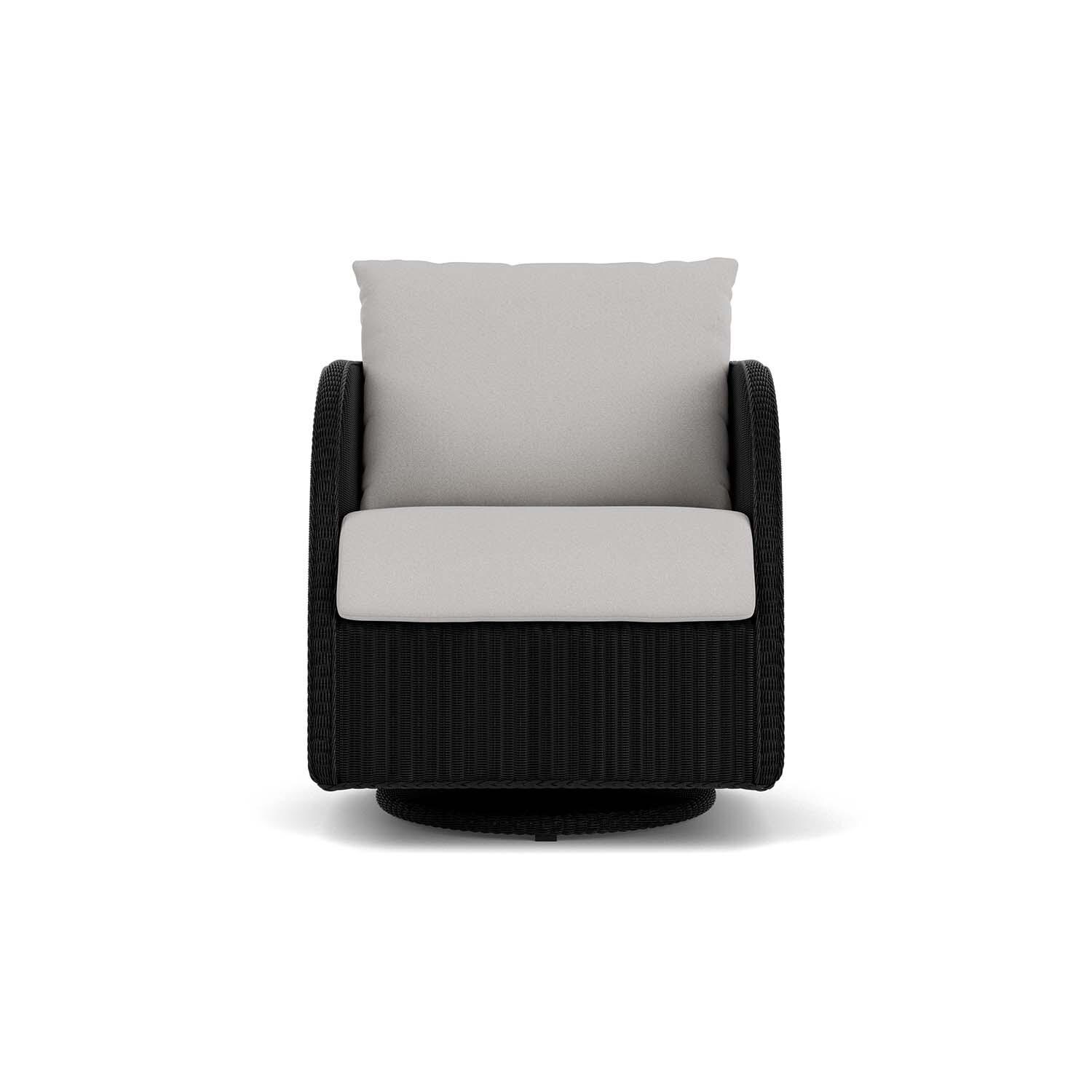 Essence Wicker Club Chair w/ Swivel Gliders in Ebony/Tundra Dove By Lloyd Flanders