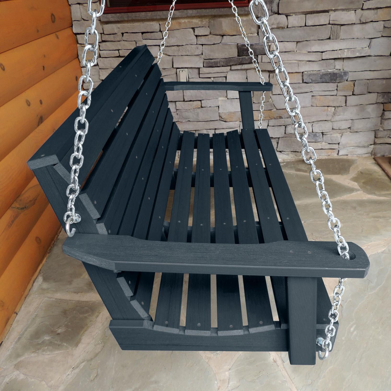 Lakeview Elm Pointe 5-Foot Porch Swing - Federal Blue - Side View thumbnail