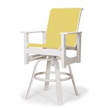 Leeward MGP Outdoor Counter Height Swivel Bar Stool With Sling Seating By Telescope Casual - Textured Snow/Yellow