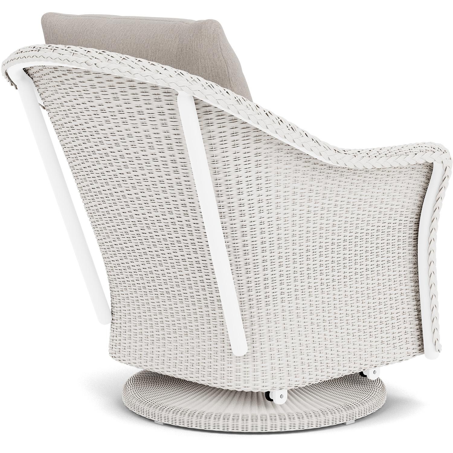 Lloyd Flanders Weekend Retreat Swivel Glider Lounge Chair in White Finish W/ Remy Cloud Fabric - Back Right thumbnail