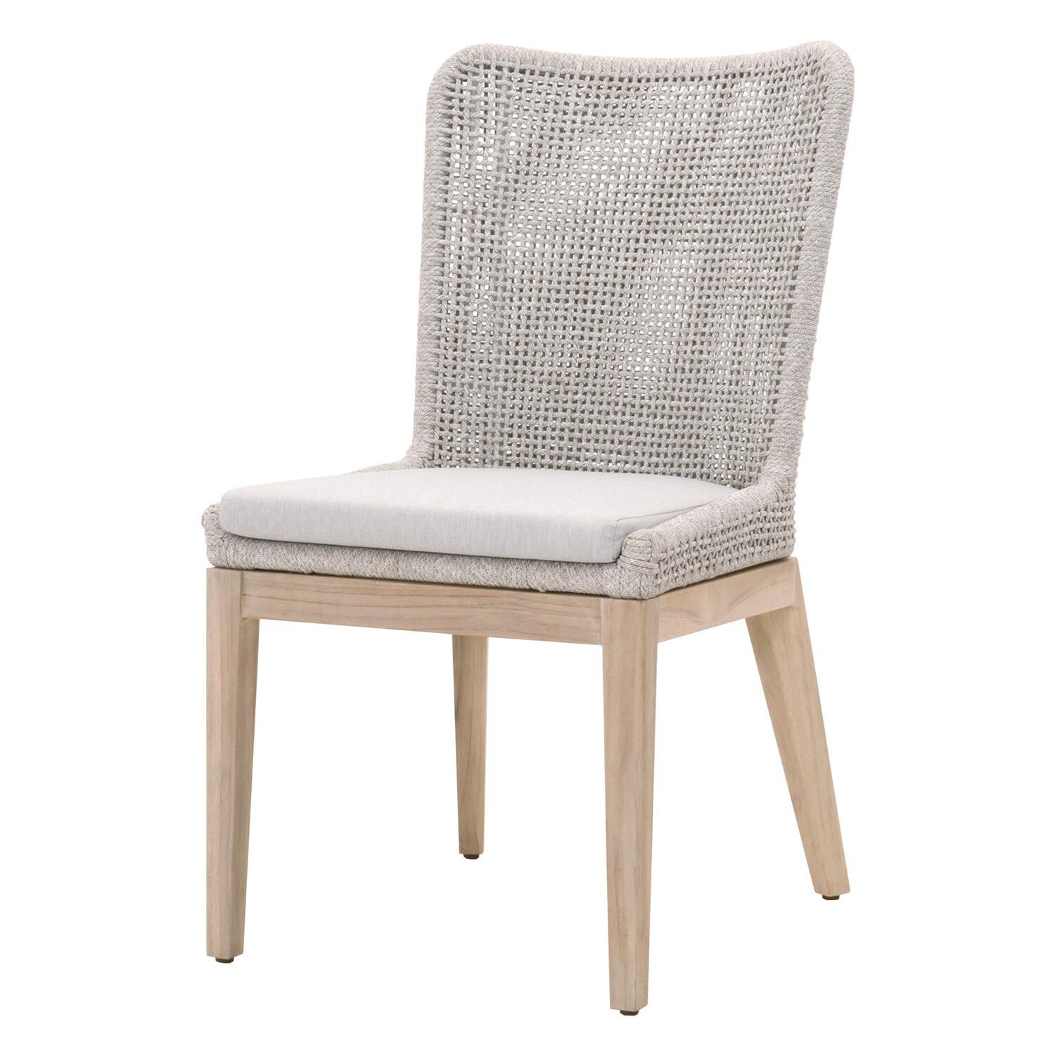Lakeview Corbin Bay 2 Pc Woven Rope Dining Side Chair in Taupe & White - Angled View thumbnail
