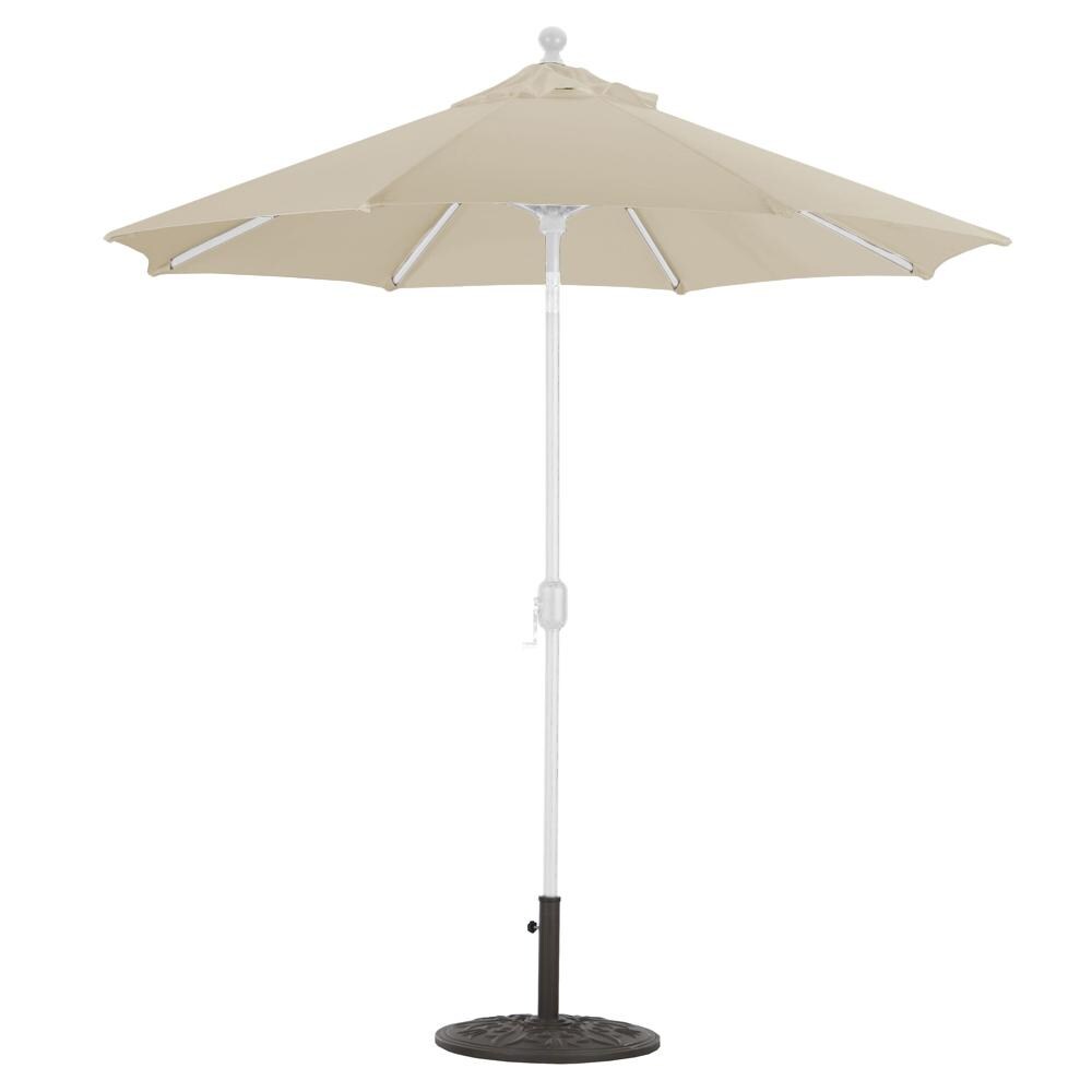 Galtech 7.5 Ft. Octagonal Aluminum Patio Umbrella W/ Crank Lift & Deluxe Auto Tilt - White Frame W/ Antique Beige Sunbrella Fabric (Umbrella Base Not Included) thumbnail