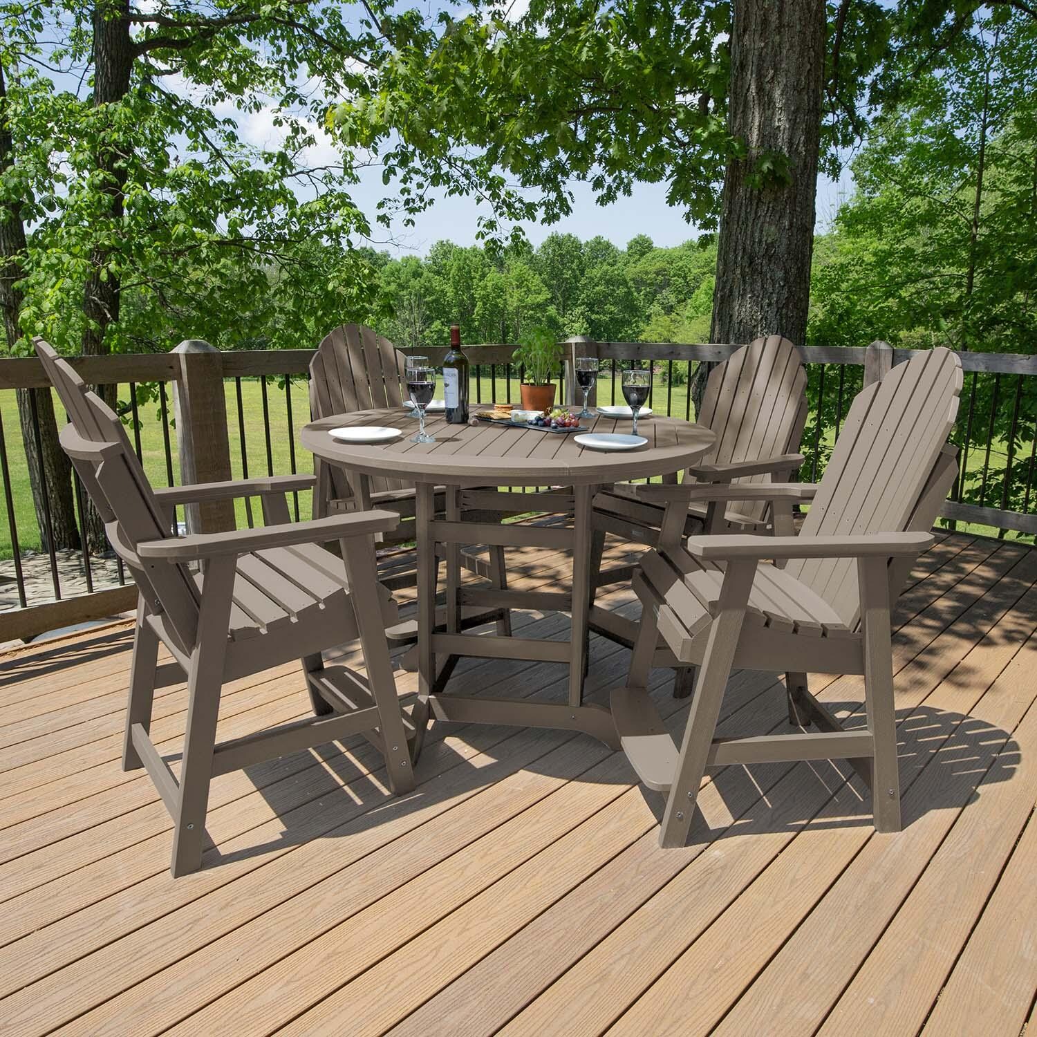 Dream Bay 5 Pc Recycled Plastic Counter Height Dining Set in Woodland Brown by Lakeview