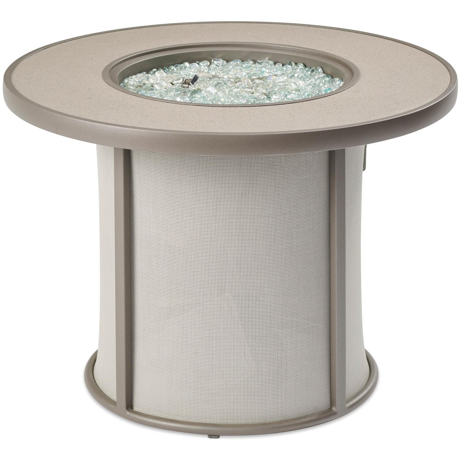 The Outdoor GreatRoom Company Stonefire SF-32-GRY-K 32-Inch Round Propane Gas Fire Pit Table with 16-Inch Crystal Fire Burner - Grey - Shown Without Burner Lit thumbnail