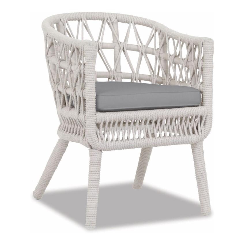 Dana Woven Rope Dining Arm Chair w/ Self Welt in Natural/Canvas Granite by Sunset West