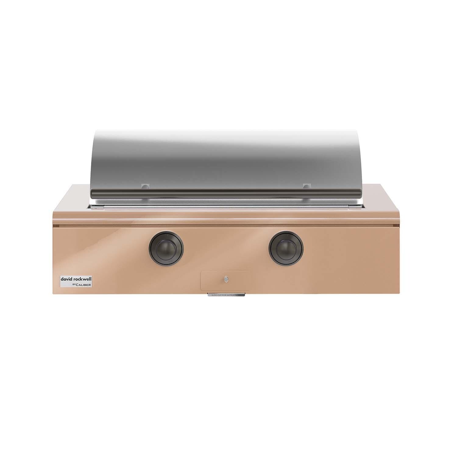 Caliber CRG-42BL00-A-179-H05 42-in Propane Built-In Rockwell Grill - Champagne w/ Pewter Hardware - Lid Closed - White Background thumbnail