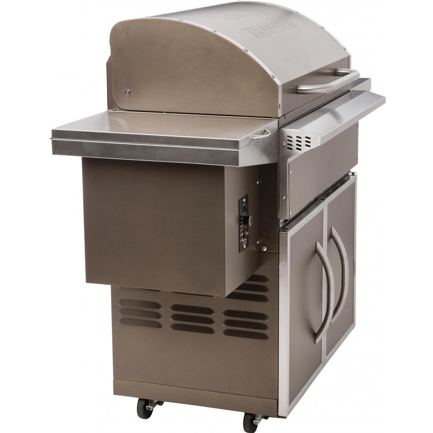 Traeger Select Pro Bronze Pellet Grill On Cart - Hopper Side View thumbnail